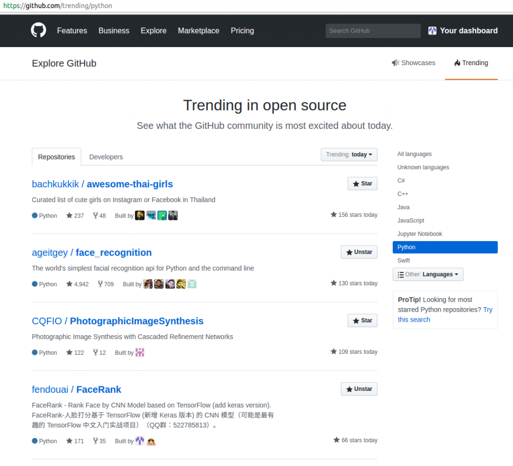 FaceRank Github Trending Python 排名第4 – TensorFlowNews